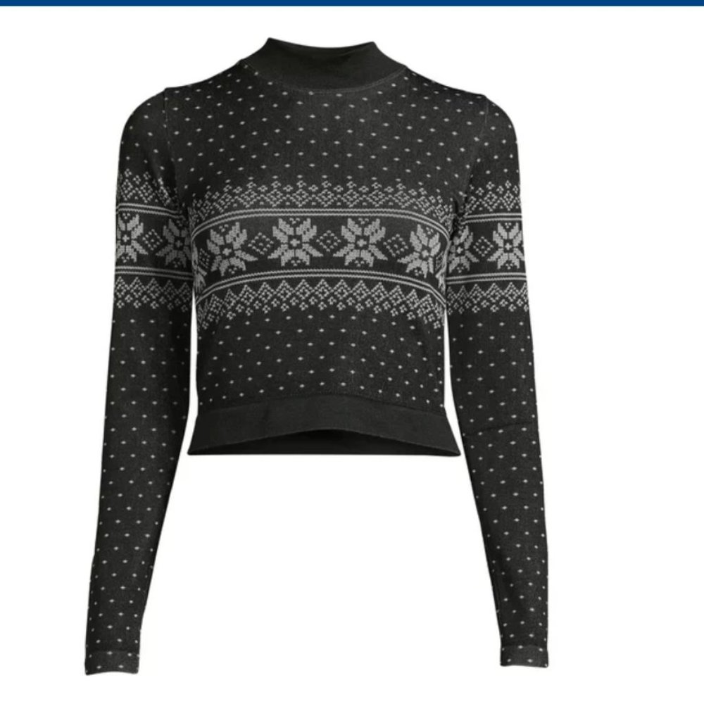 Avia Seamless Fairisle Top - Black or Navy